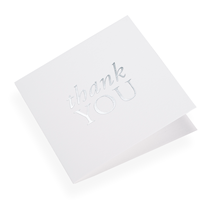 Cotton paper card, Thank You, White and Silver