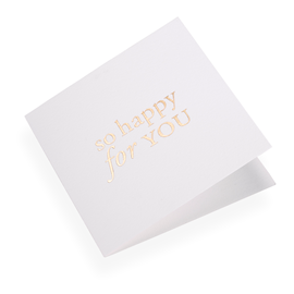 Cotton paper card, So happy for you in Gold