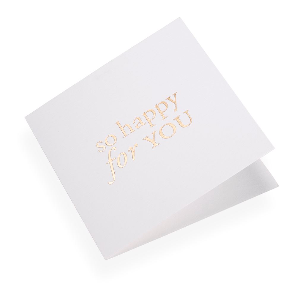 Folded card, So happy for you, White and Gold