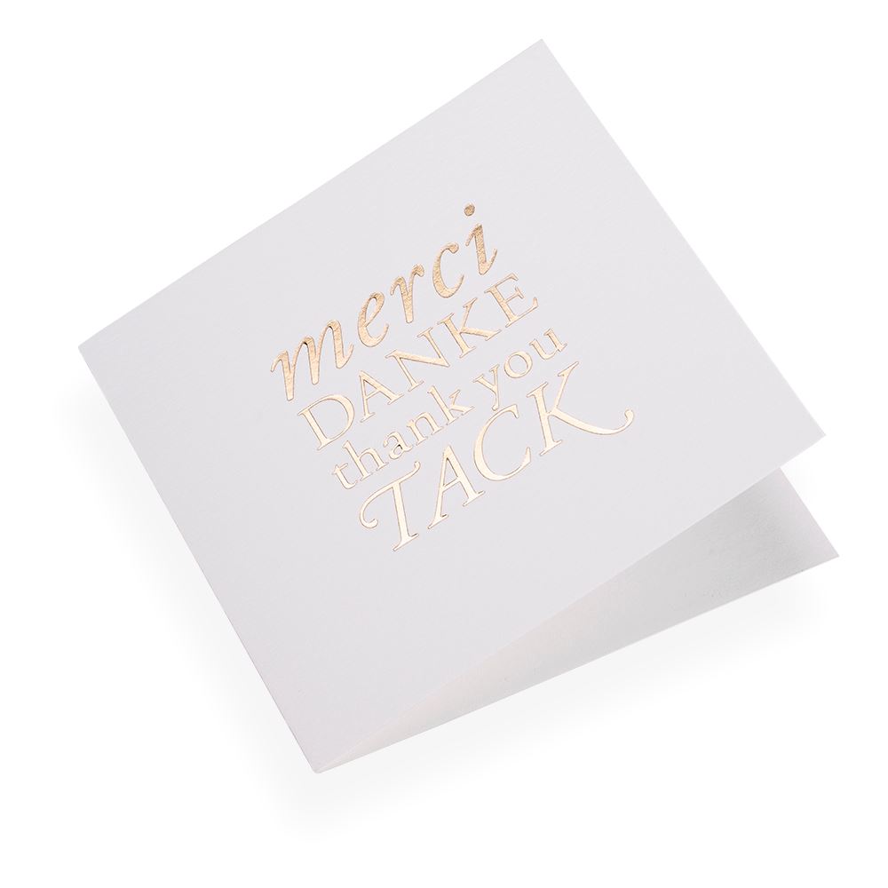Cotton paper card, Merci Danke…, White and Gold
