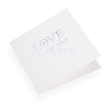 Carte double, papier coton, "Love is in the air" argenté
