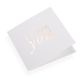 Cotton paper card, i Love You, White and Gold