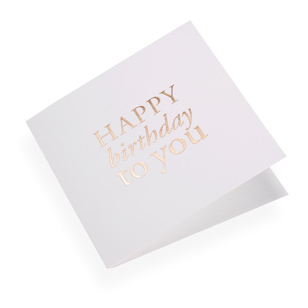 Cotton paper card, Happy Birthday, White and Gold