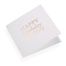 Carte double, papier coton, "Happy Birthday" doré