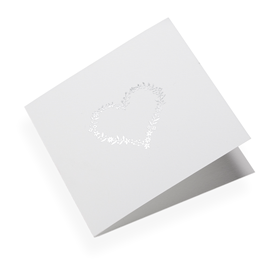 Cotton paper card, Flowerheart, White and Silver