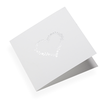 Faltkarte aus Baumwollpapier, Flowerheart in Silver
