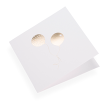 Cotton paper card, Balloons, White and Gold