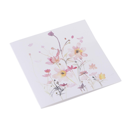 Cotton paper card, Flowerbed, White and Pink