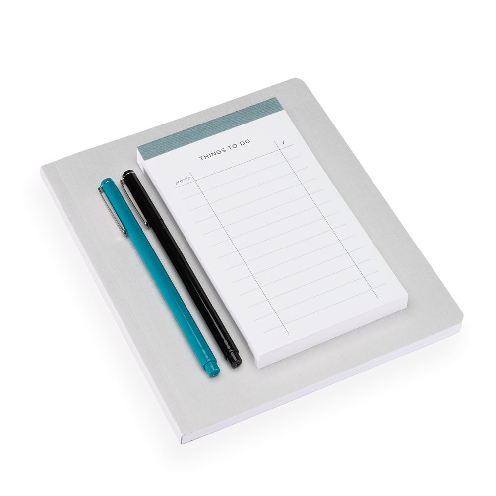 To do-list & Soft cover notebook Kit, Light Grey and Dusty Green