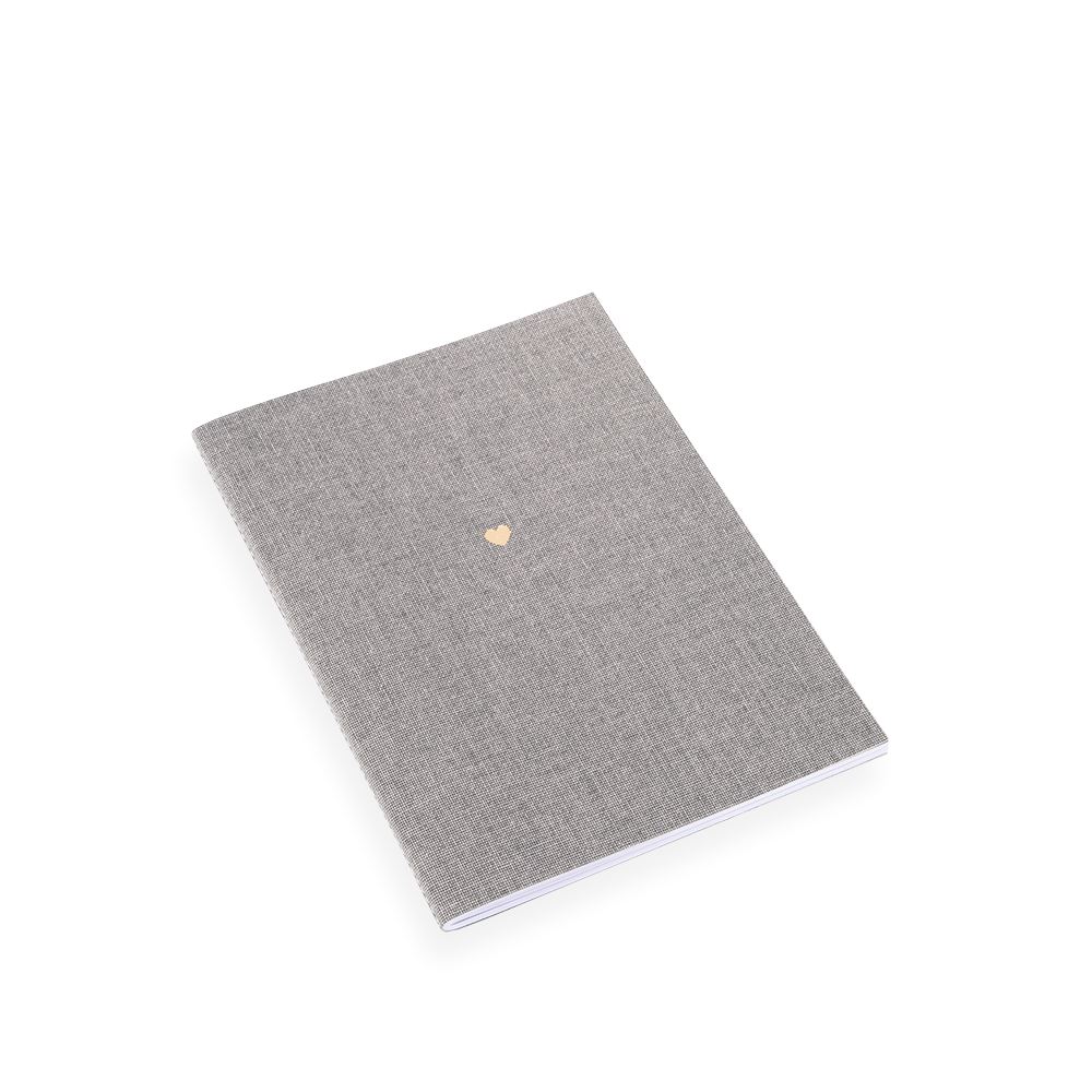 Notebook Stitched, Pebble Grey, Little Heart Gold