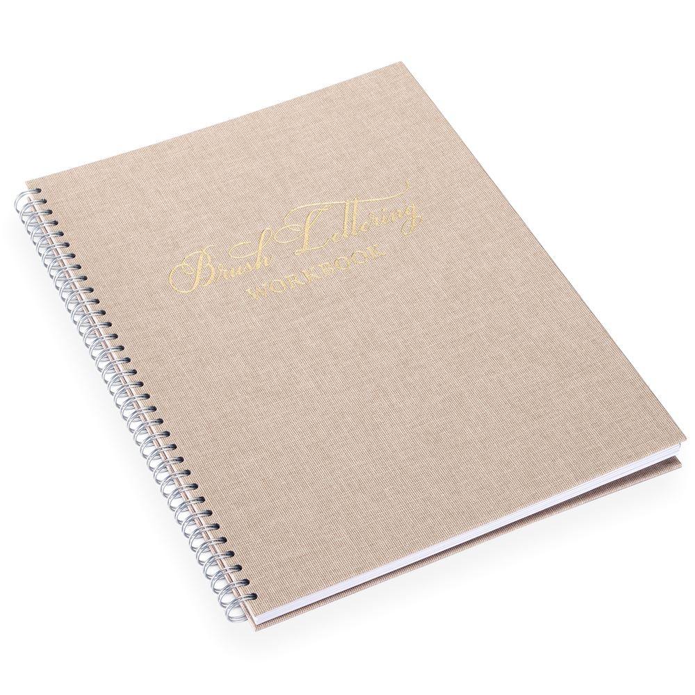 Brush lettering workbook, Sand Brown, Gold