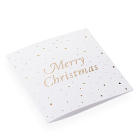 Cotton paper card, Merry Christmas with Snowflakes, White and Gold