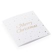 Carte double, papier coton, Merry Christmas with Snowflakes, White and Gold