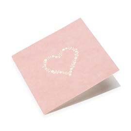 Cotton paper card, Flowerheart, Dusty Pink and Gold