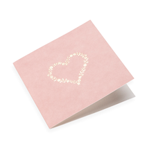 Carte double, papier coton, Flowerheart, Dusty Pink et doré
