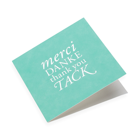 Cotton paper card, Merci Danke…, Turquoise and Silver
