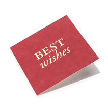 Faltkarte aus Baumwollpapier, Best wishes, Rose Red and Gold