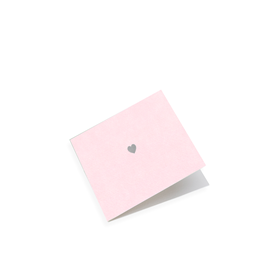 Faltkarte aus Baumwollpapier, Dusty Pink, Herz in Silver