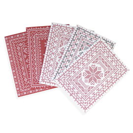 Folded card, Embroidery pattern, Red/White