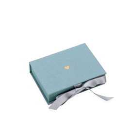 Vävklädd Box med Sidenband, Dimgrön, Lilla Hjärtat