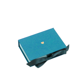 Vävklädd Box med Sidenband, Smaragdgrön, Lilla Hjärtat