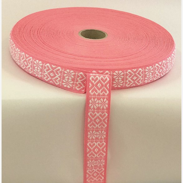 RIBBON 20 MM 2 HEARTS WHITEPINK 25m/roll