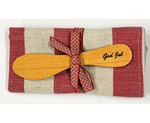 SET RÖDBEIGE HANDDUK/KNIV GOD JUL