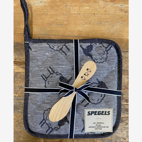 SET BLACK/ WHITE HOTPAD WITH KNIFE SHEEP