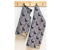 TOWEL BLACK REINDEER/WHITE