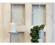 FLOWER/BLOCKCANDLERING  WHITE 2 HOOKS