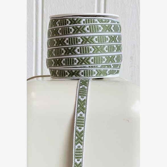 RIBBON 9MM GREENWHITE 25m/roll