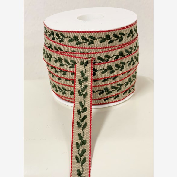 RIBBON 13MM D.GREEN LEAF 25m/roll