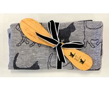 SET SM.BL.WH.TOWEL/KNIFE CAT