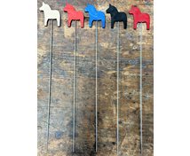 FLOWER STICK WOOD/STEEL 28CM HORSE