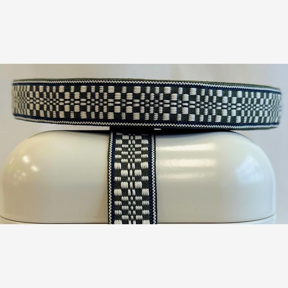 RIBBON 21MM BEIGE SQUARES/DAKRGREENBEIGE