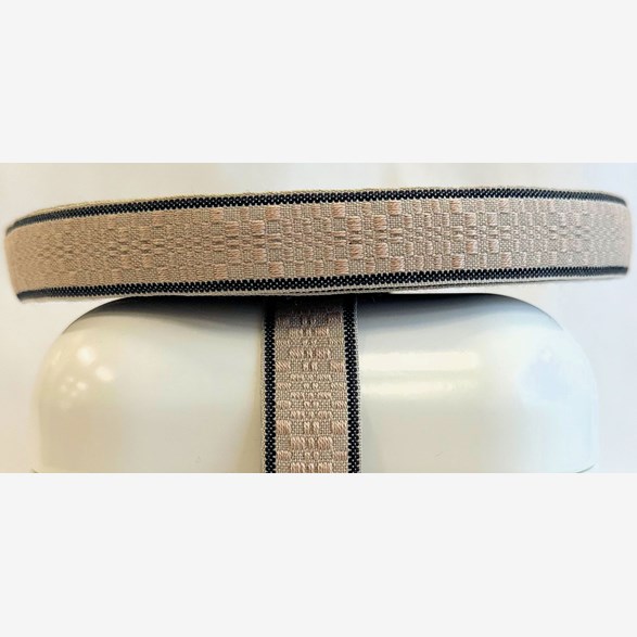 RIBBON 21MM L.BROWN SQUARES/BEIGEBLACK
