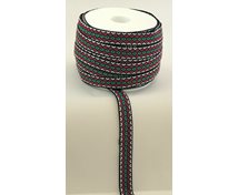 RIBBON 12MM BL.REDGR, GOOSEEYE 25m/roll
