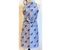 APRON BLUE HORSE WHITE FABRIC