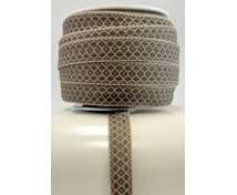 RIBBON 12MM BROWM BEIGE GOOSEEYE 25m/roll