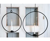 CANDLERING HANG BLACK WITH 2 HOOKS