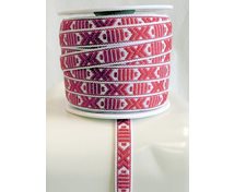 RIBBON 9MM RASPBERRRYREDWHITE 25m/roll