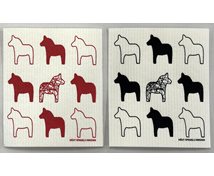 DISHRAG BEIGE WITH 9 HORSES