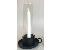 CANDLEHOLDER GLASSCYLINDER 25CM BLACK