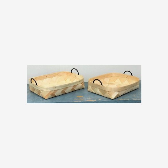 SET 2 BASKETS VEENER LEATHERH. 26X22X6CM