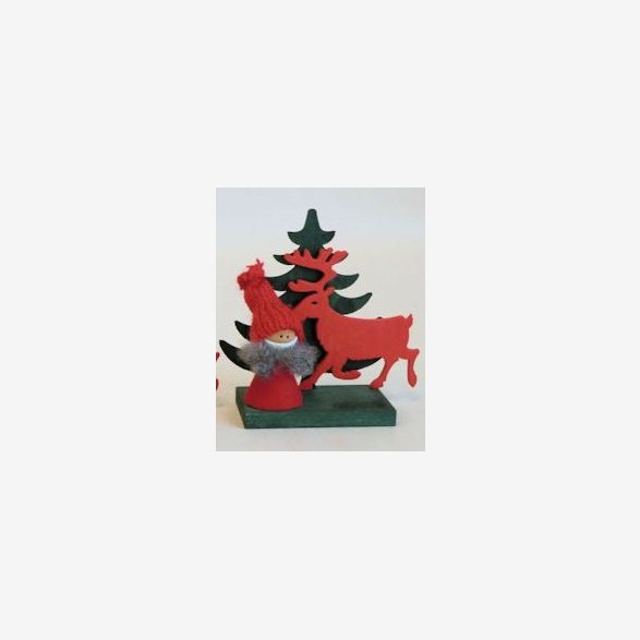 TOMTE RÖD M.REN/GRAN 10CM