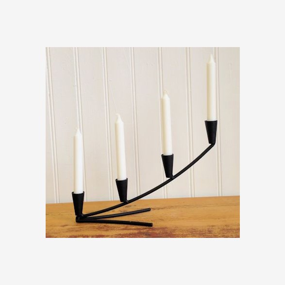 4-CANDLEHOLDER CONCAVE 40CM BLACK