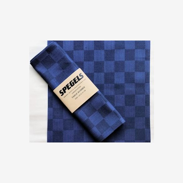 TABLE RUNNER 35X120CM SQUARE BLUE/BLUE
