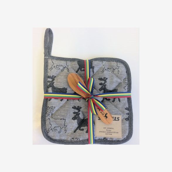 SET BL/WH HOTPAD/KNIFE REINDEER