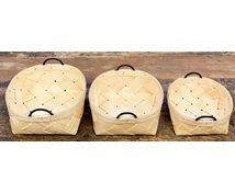 SET 3 BASKETS 24X24X11CM W.LEATHERRIBBONH.