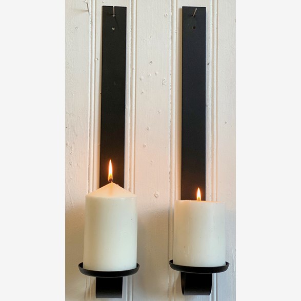 WALL BLOCK CANDLEHOLDER 58CM BLACK